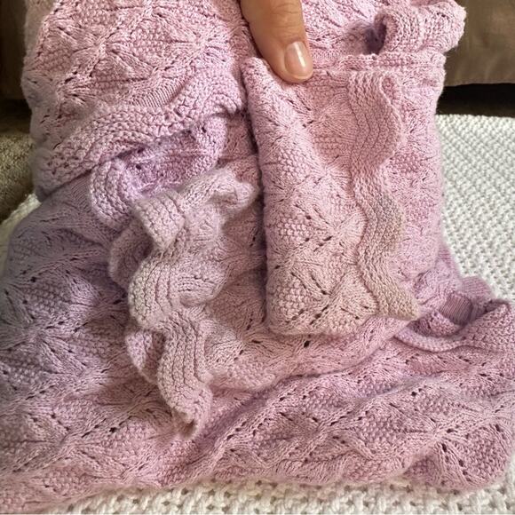 Janie and Jack Pointelle Cardigan with Ruffle in Orchid Bouquet Cropped - Picture 4 of 4